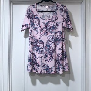 LuLaRoe Perfect T - Pink/Purple Paisley Print